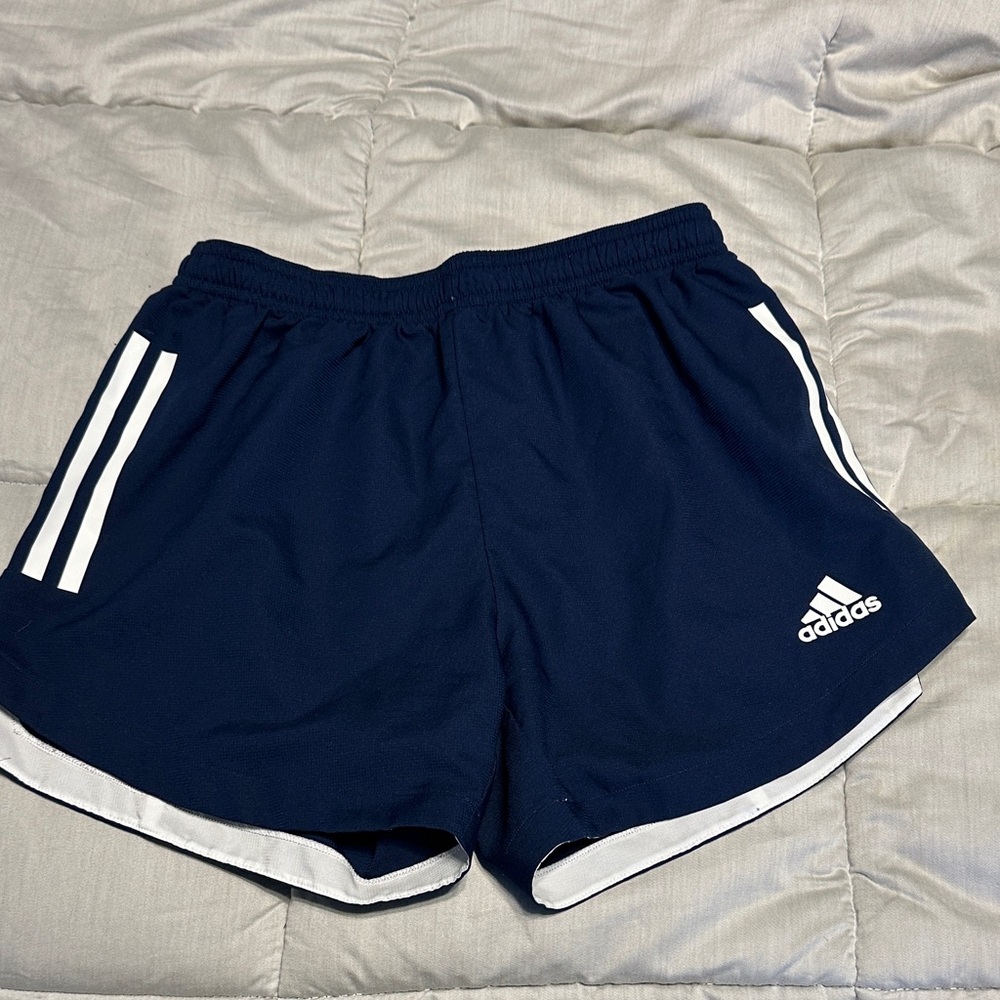 Adidas Dark Blue Sports Shorts with White Accents